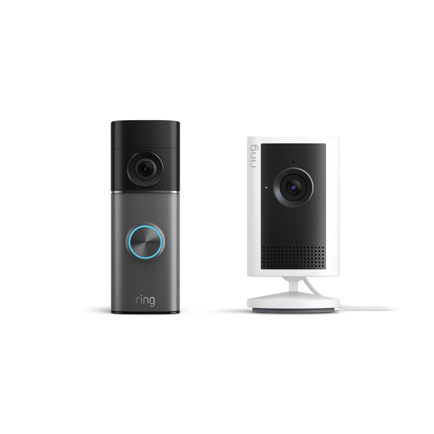 Deep Silver:Battery Video Doorbell Pro (newest generation) + White:Indoor Camera Plus 