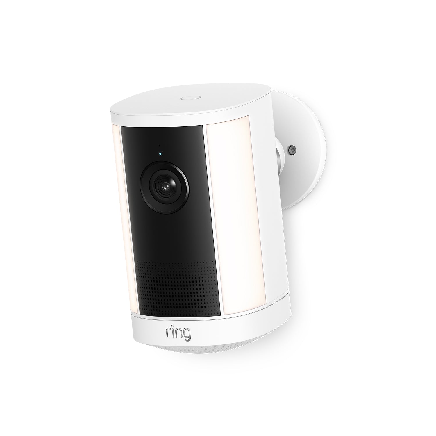 White Ring Spotlight Camera Plus battery with adjustable mounting bracket, shown against a clean background