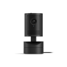 Black Pan-Tilt Indoor Camera 2K on a white background, shown from the front on a motorised base.