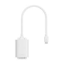 White PoE+ to USB-C Indoor Adapter with a U-shaped cable ending in a USB-C connector, set against a white background