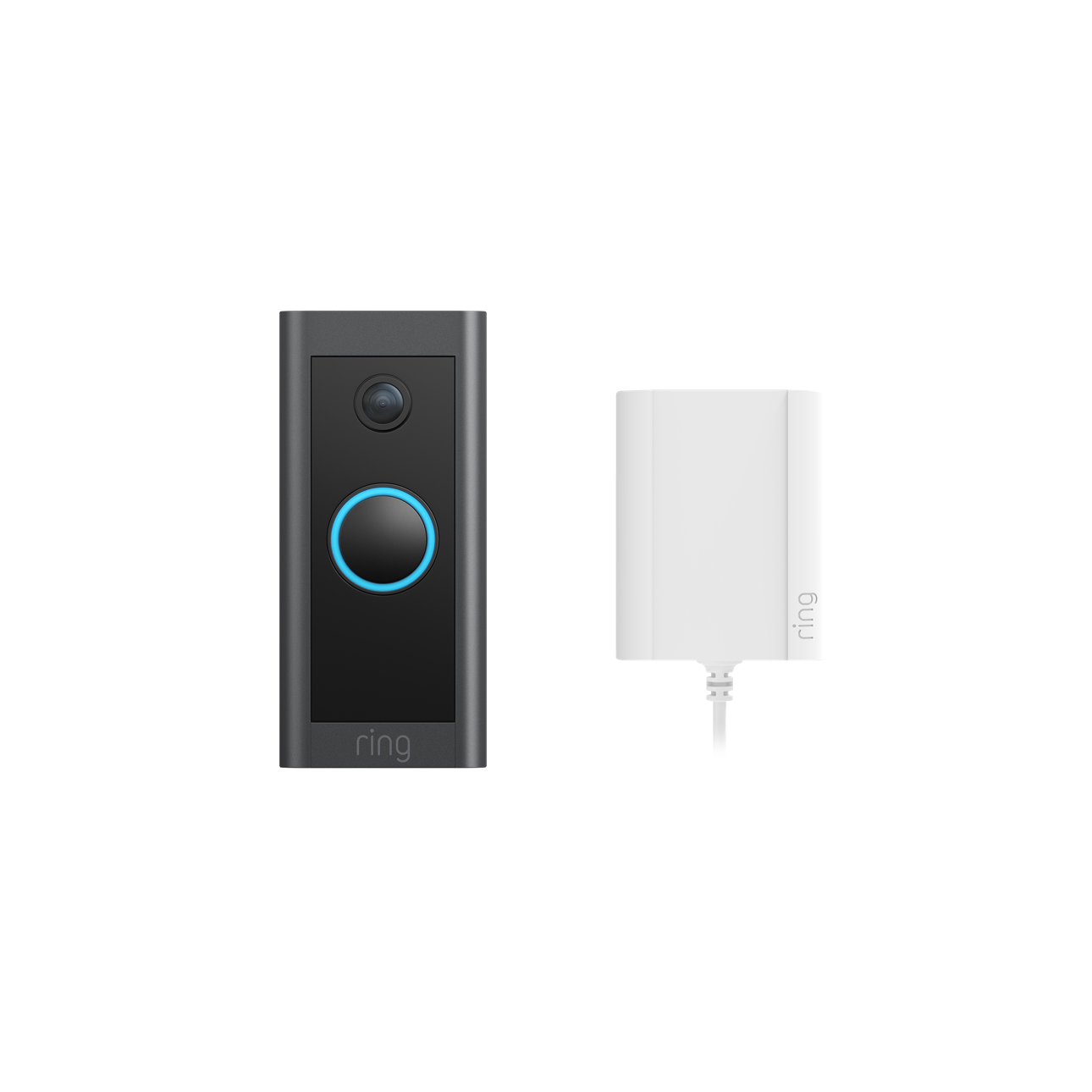 Black:Video Doorbell Wired with Plug-In Adapter