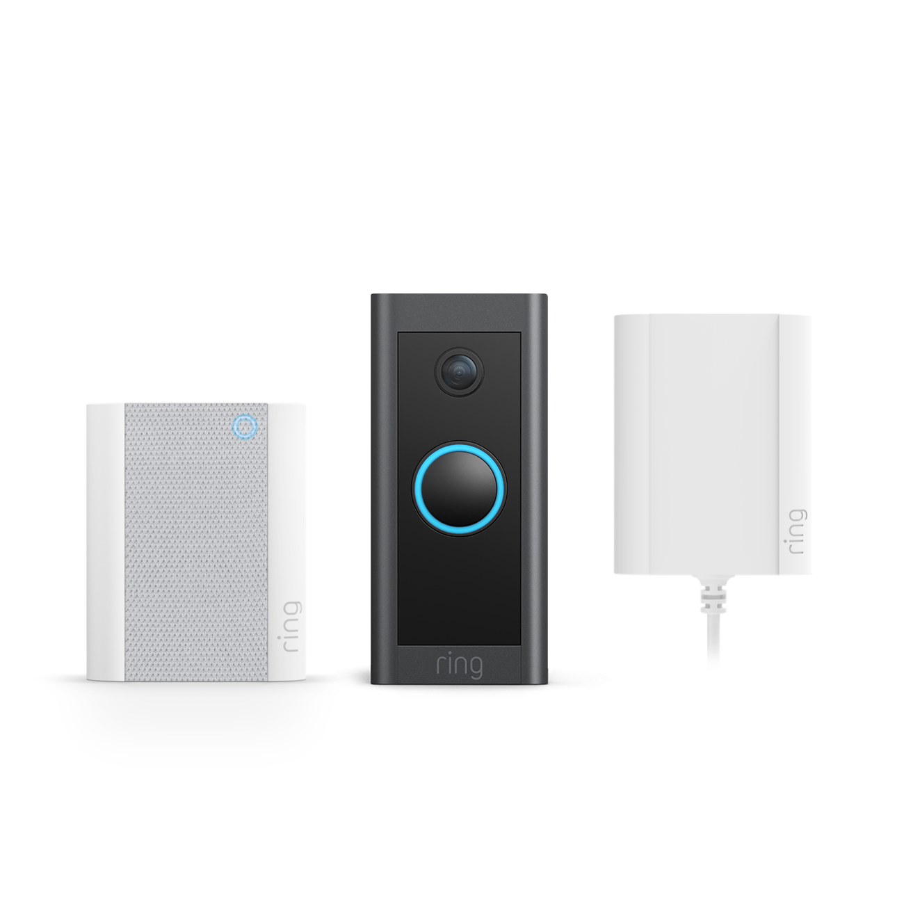 Black:Video Doorbell Wired with Plug-In Adapter and Chime