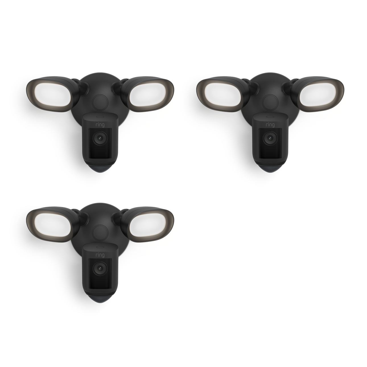 Black:3-Pack Floodlight Cam Wired Pro