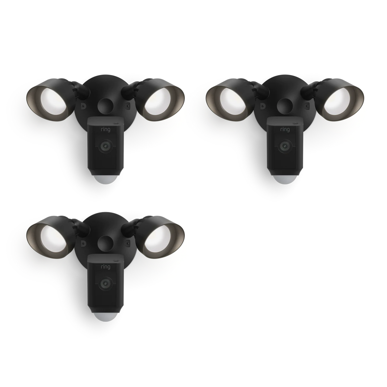 Black:3-Pack Floodlight Cam Wired Plus