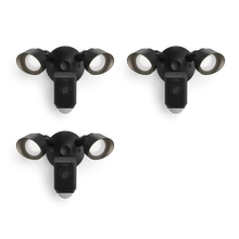 Black:3-Pack Floodlight Cam Wired Plus