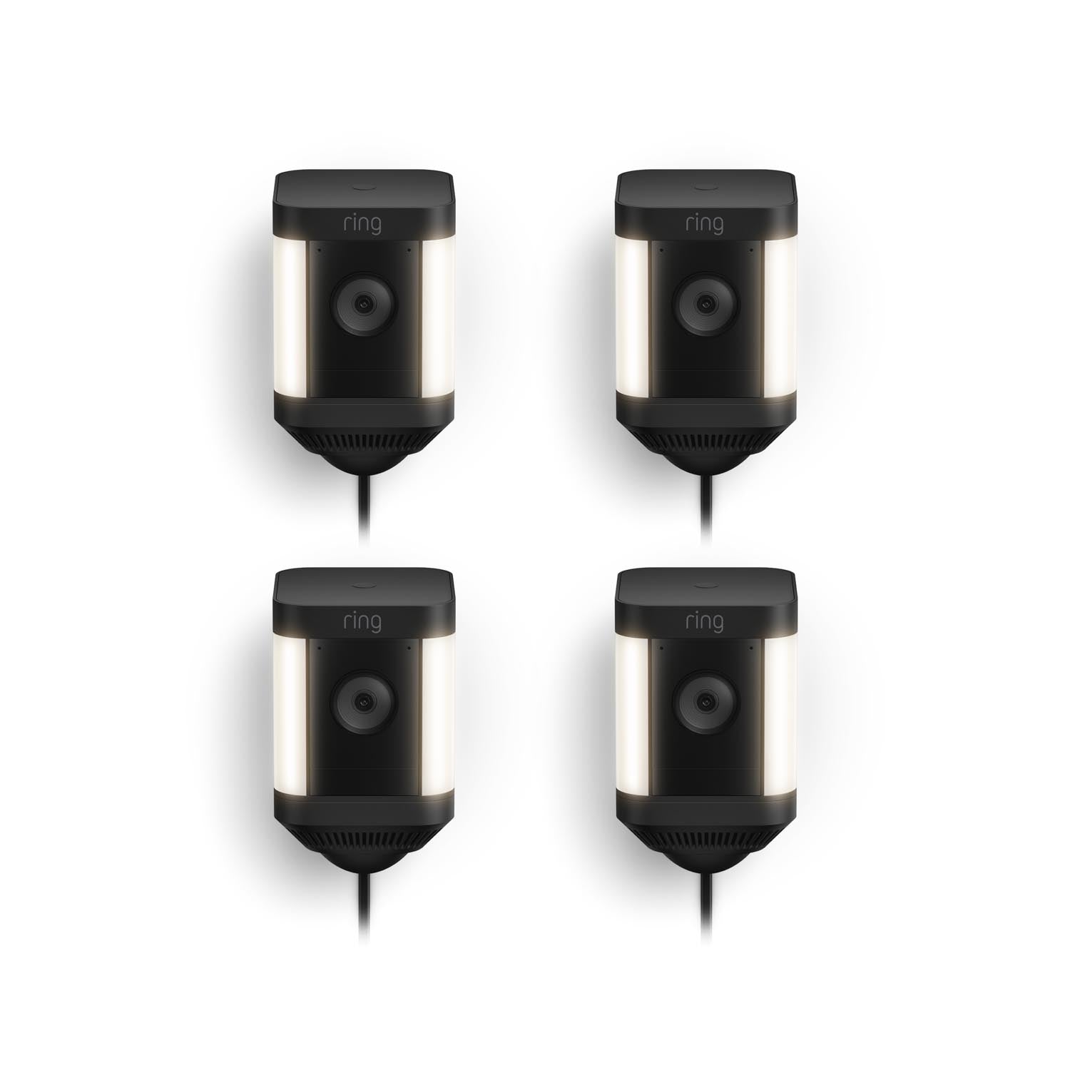 Black:4-Pack Spotlight Cam Plus Plug-In