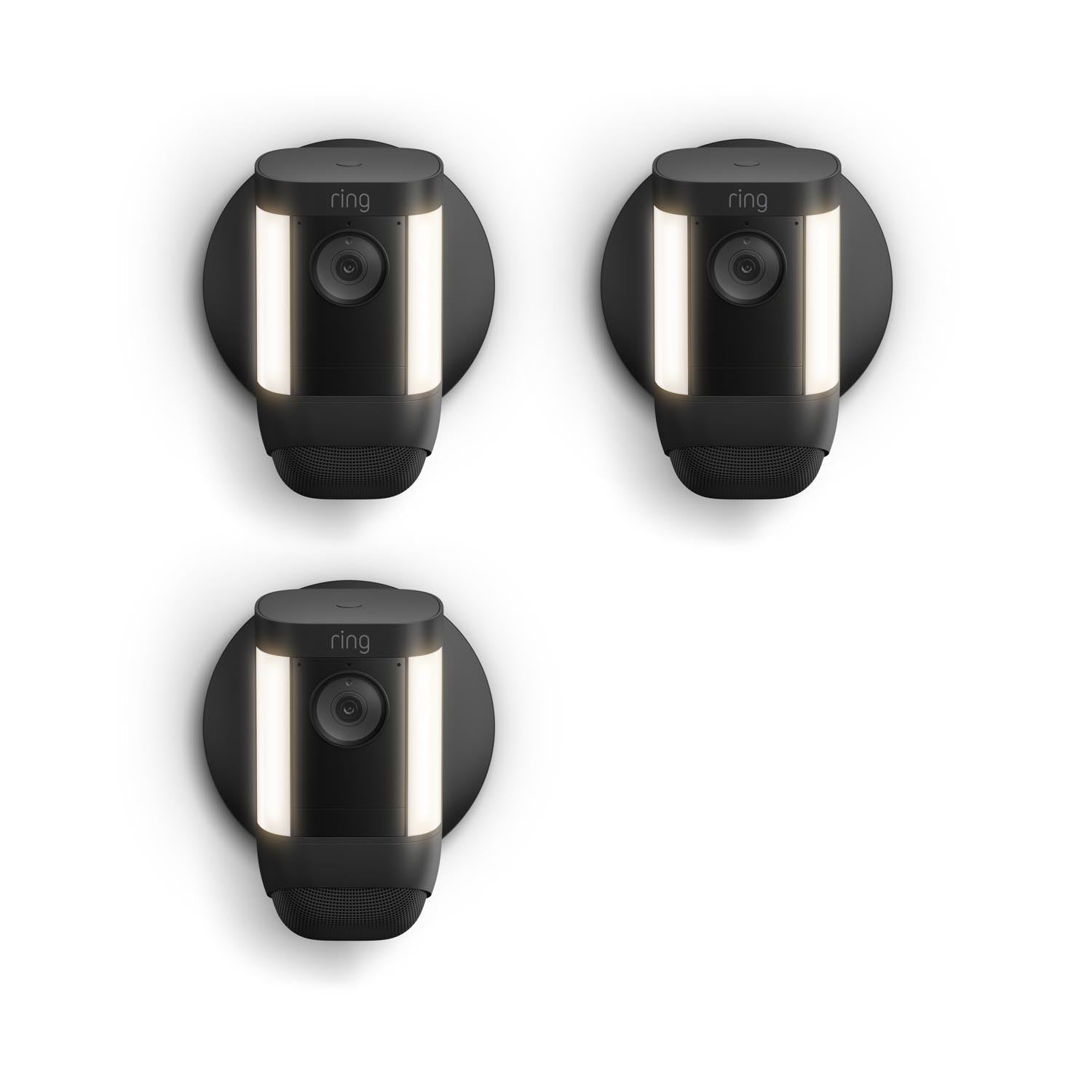 Black:3-Pack Spotlight Cam Pro Wired