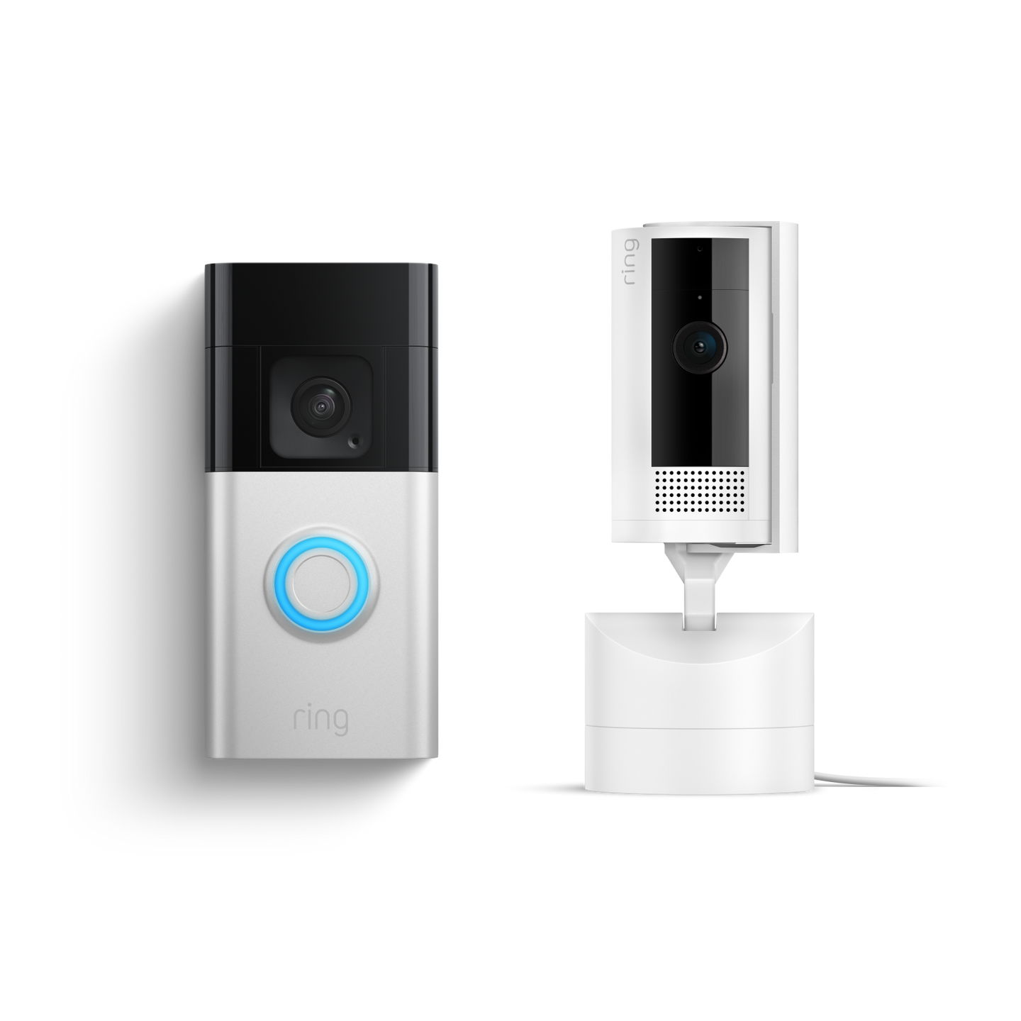 Satin Nickel:Pan-Tilt Indoor Camera + Battery Video Doorbell Plus
